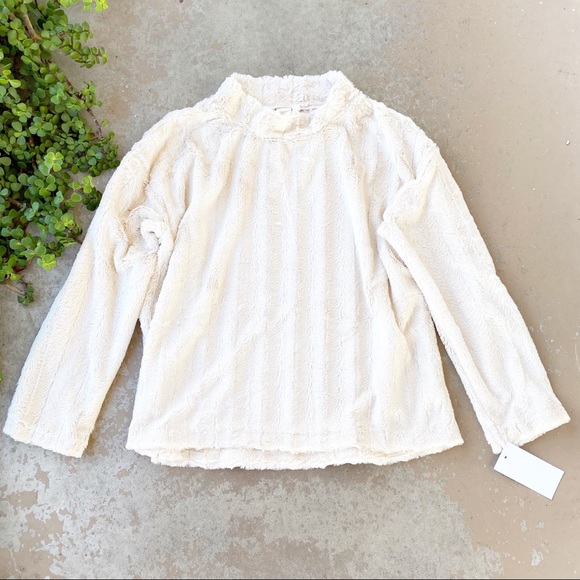 Ady P Sweaters - Ady P Faux Fur Teddy Boxy Mock Neck Sweater